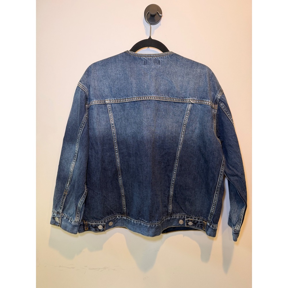 Relume Journal Standard Womens Collarless Denim Jacket Medium Wash Size F Blue - Picture 6 of 8